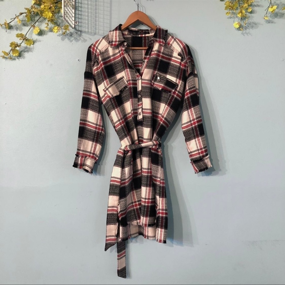 NWOT Zara Plaid Belted Dress